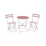 Set bistrot 2 personnes - Table ronde 60 cm avec 2 chaises - Acier  thermolaqué - Rose