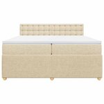 vidaXL Sommier à lattes de lit avec matelas Crème 200x200 cm Tissu