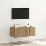 Buffet TV vidaXL avec lumières LED Chêne Artisan 80x35x31 cm