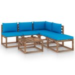 vidaXL Salon palette de jardin 6 Pièces et coussins Bois de pin imprégné