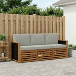 vidaXL Ensembles de canapés avec coussin 3 Pièces Bois d'Acacia Massif