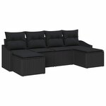 vidaXL Ensemble de canapé de jardin 6 Pièces Noir Poly rotin