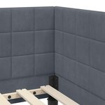 vidaXL Cadre de lit d'angle Gris foncé 90 x 200 cm Velours
