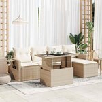 vidaXL Salon de jardin avec coussins 6 Pièces beige résine tressée