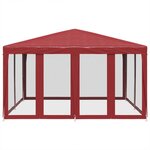 vidaXL Tente de fête avec 8 parois latérales en maille rouge 4x4m PEHD