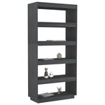 vidaXL Bibliothèque/Séparateur de pièce Gris 80x35x167 cm Pin massif
