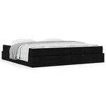 vidaXL Cadre de lit avec stockage Noir 200 x 200 cm tissu