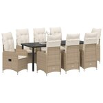 vidaXL Ensemble de salle à manger pour jardin 9 Pièces Beige Poly rotin