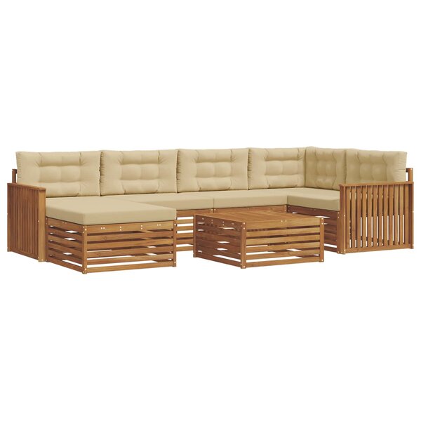 vidaXL Ensemble de canapés d'extérieur 7 pc Naturel et Beige