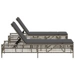 vidaXL Chaises longues lot de 2 avec table gris résine tressée