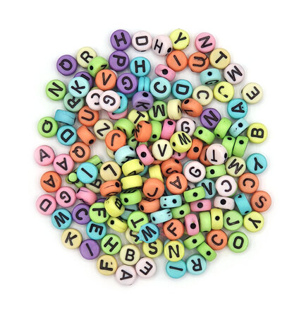 Perles rondes alphabet 0 7 cm Assortiment Pastel 40g