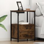 vidaXL Table de nuit avec station de chargement avec tiroir Chêne fumé