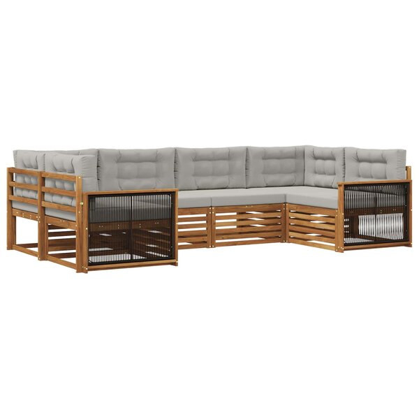 vidaXL Ensemble de canapés d'extérieur 6 Pièces Naturel et gris clair