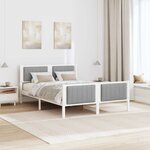 vidaXL Cadre de lit avec tête de lit Blanc et gris clair 135 x 190 cm