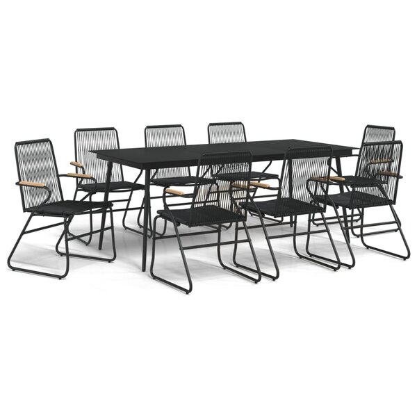 vidaXL Ensemble à manger de jardin 9 Pièces noir rotin PVC