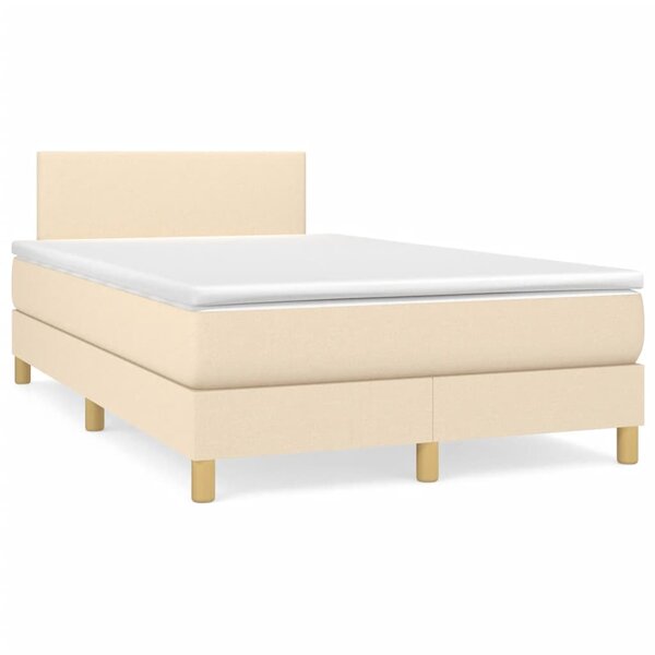 vidaXL Sommier à lattes de lit avec matelas Crème 120x200 cm Tissu