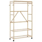 vidaXL Porte-vêtements et étagères et roulettes 110x40x180 cm bambou