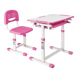 Set de bureau et chaise pour enfant rose blanc 03_0010684