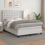 vidaXL Sommier à lattes de lit avec matelas Blanc 140x200cm Similicuir