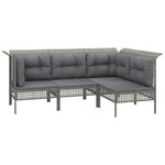 vidaXL Salon de jardin 6 Pièces avec coussins Gris Résine tressée