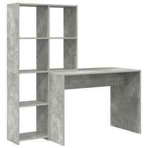 vidaXL Bureau Gris béton 138.5 x 55 x 143 cm Bois d'ingénierie