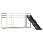 vidaXL Lit superposé avec toboggan et rideaux bleu 90x190 cm
