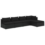 vidaXL Salon de jardin 5 Pièces avec coussins Résine tressée Noir