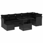 vidaXL Salon de jardin 8 Pièces avec coussins noir résine tressée