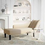 vidaXL Fauteuil long avec accoudoir droit crème tissu