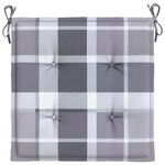 vidaXL Coussins de chaise de jardin lot de 2 carreaux gris 40x40x3 cm
