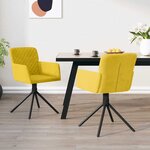 vidaXL Chaises pivotantes à manger lot de 2 Jaune Velours