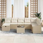 vidaXL Ensemble de canapé de jardin 9 Pièces Beige 55 x 62 x 69 cm