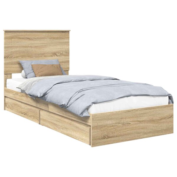 vidaXL Lit de Rangement Chêne Sonoma 100 x 200 cm Bois d'ingénierie