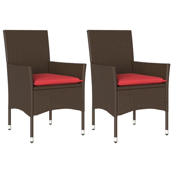 vidaXL Chaises de jardin avec coussins lot de 2 marron résine tressée