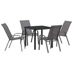 vidaXL Ensemble de salle à manger pour jardin 5 Pièces Gris et Noir