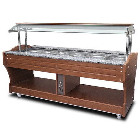 Buffet self-service chaud - 6 bacs gn 1/1 - virtus -  - acier inoxydable 2200x900x1350mm