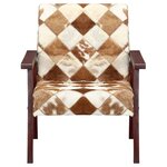 vidaXL Fauteuil blanc et marron cuir véritable de chèvre