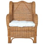 vidaXL Canapé avec coussin Marron clair Rotin naturel et lin
