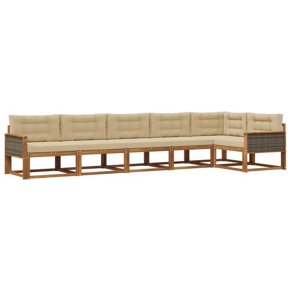 vidaXL Ensemble de canapés d'extérieur 6 Pièces Naturel et Beige