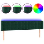 vidaXL Tête de lit à LED Vert foncé 183x16x78/88 cm Velours