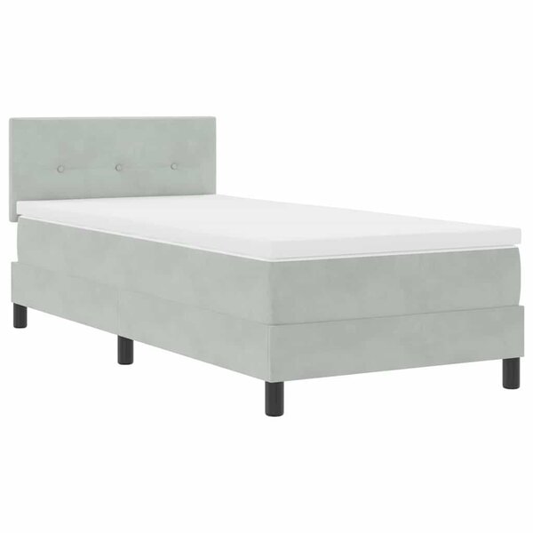 vidaXL Lit à ressorts avec matelas Gris clair 100 x 200 cm tissu