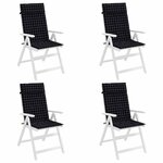 vidaXL Coussins de chaise à dossier haut lot de 4 carreaux noir