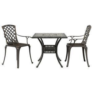 vidaXL Ensemble de bistrot 3 Pièces bronze aluminium coulé
