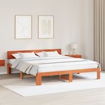 vidaXL Cadre de lit avec tête de lit marron ciré 200x200 cm en bois de pin massif