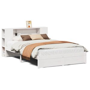 vidaXL Lit bibliothèque sans matelas blanc 160x200 cm bois pin massif