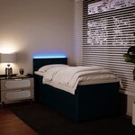 vidaXL Sommier à lattes de lit avec matelas bleu 90x200 cm velours