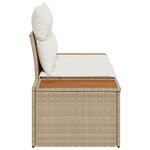 Canapé de jardin 2 places vidaXL avec rangement et coussins en poly rotin beige