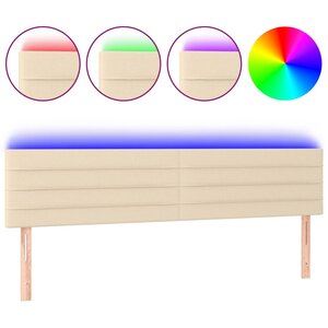 vidaXL Tête de lit à LED Crème 200x5x78/88 cm Tissu
