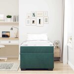 vidaXL Cadre de lit avec matelas Vert foncé 90 x 190 cm tissu