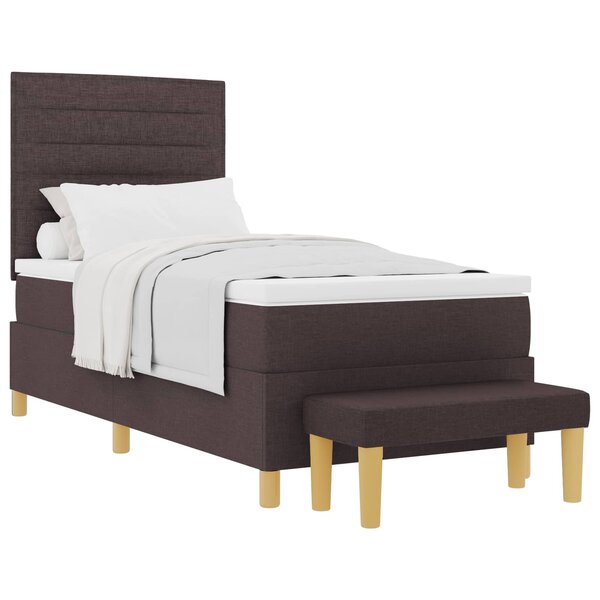 vidaXL Lit à ressorts avec tête de lit Marron foncé 200 x 90 cm tissu